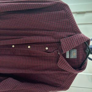 Thomas Dean - XXL - 100% Cotton Shirt - Dark Red and Charcoal Gray Check